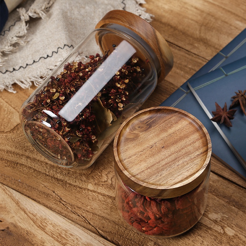 170ml Heat Resistant Borosilicate Screw Top Childproof Glass Food Storage Jar With Acacia Wood Lid
