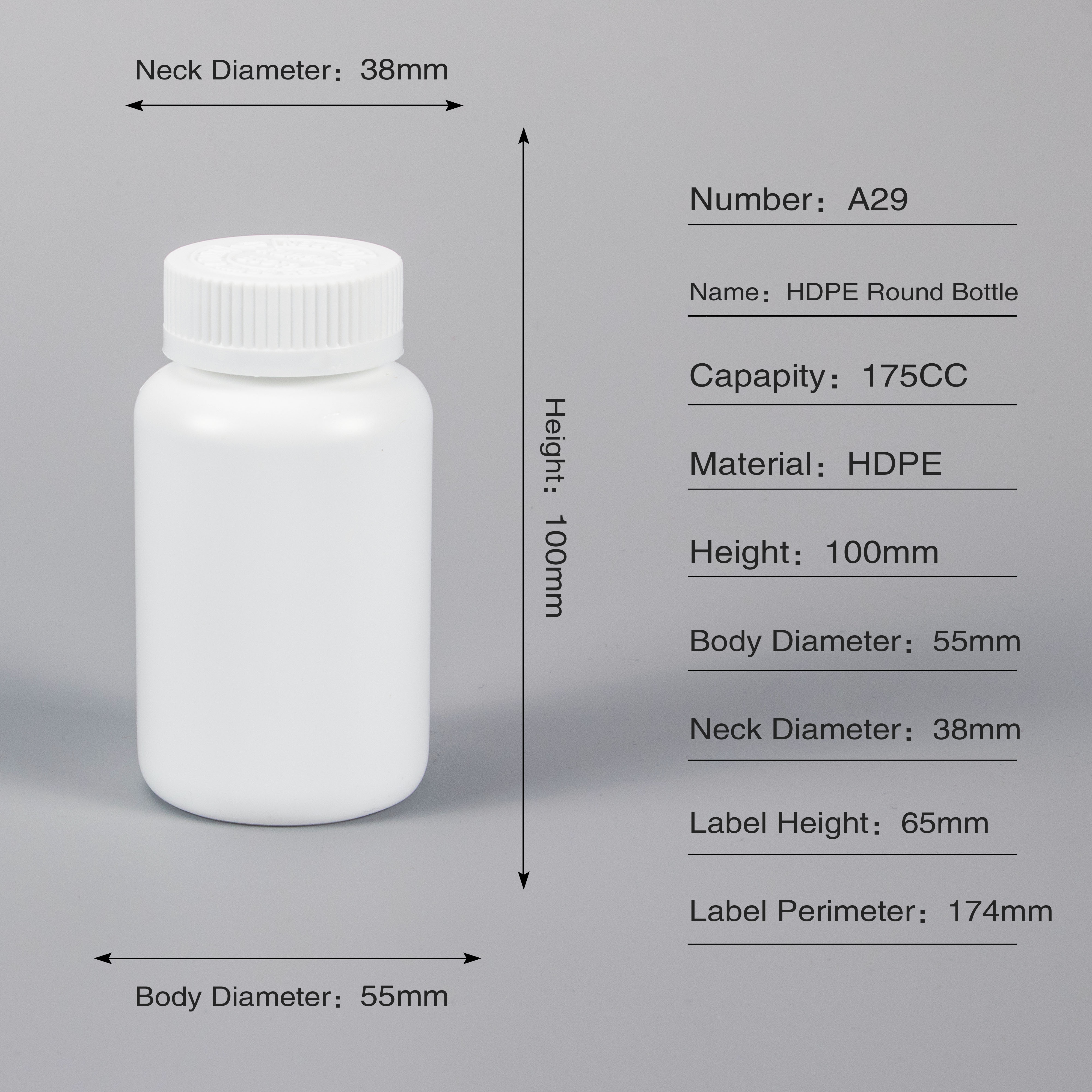 175cc HDPE Plastic Pharmacy Pill Bottles
