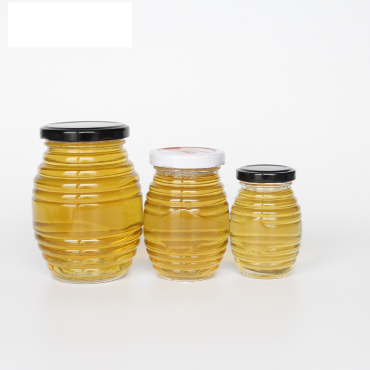 175ml 370ml 710ml Unique Shape Empty Clear Glass Honey Queenline Jars Honey Container Glass For Sales