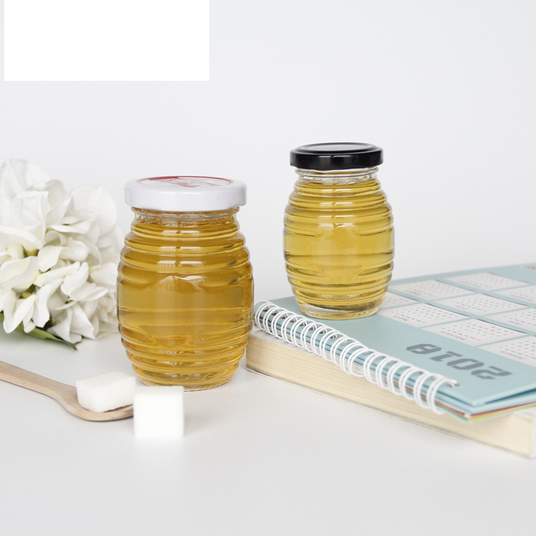 175ml 370ml 710ml Unique Shape Empty Clear Glass Honey Queenline Jars Honey Container Glass For Sales