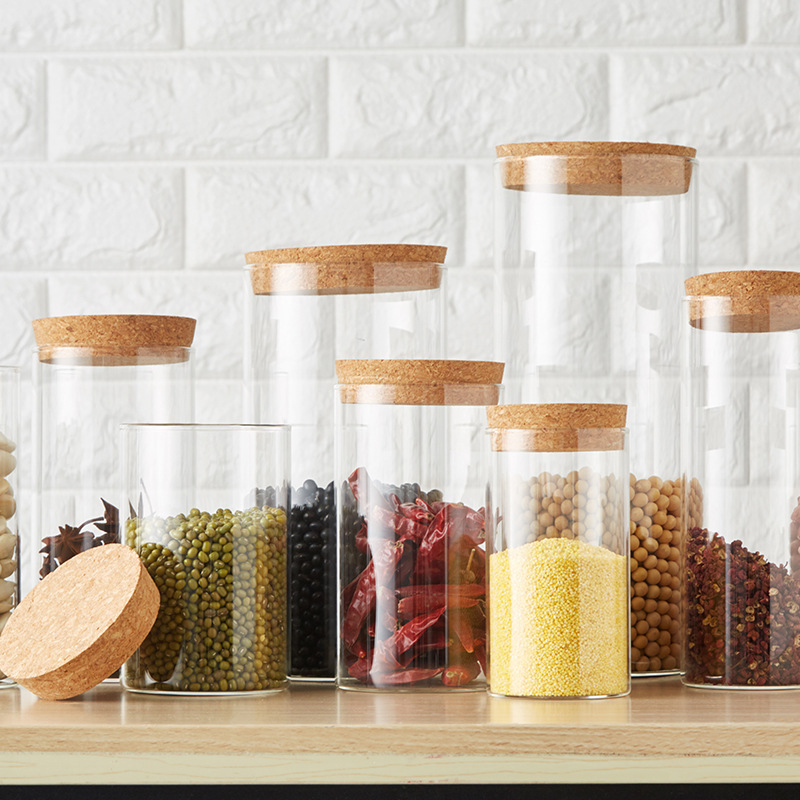 175ml kitchen tea coffee sugar glass canisters with bamboo lid