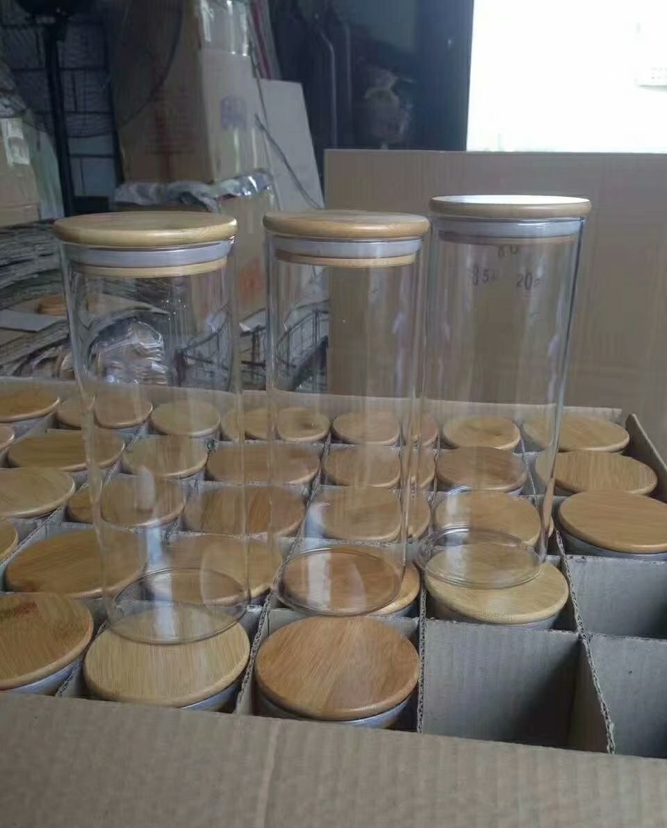 175ml kitchen tea coffee sugar glass canisters with bamboo lid