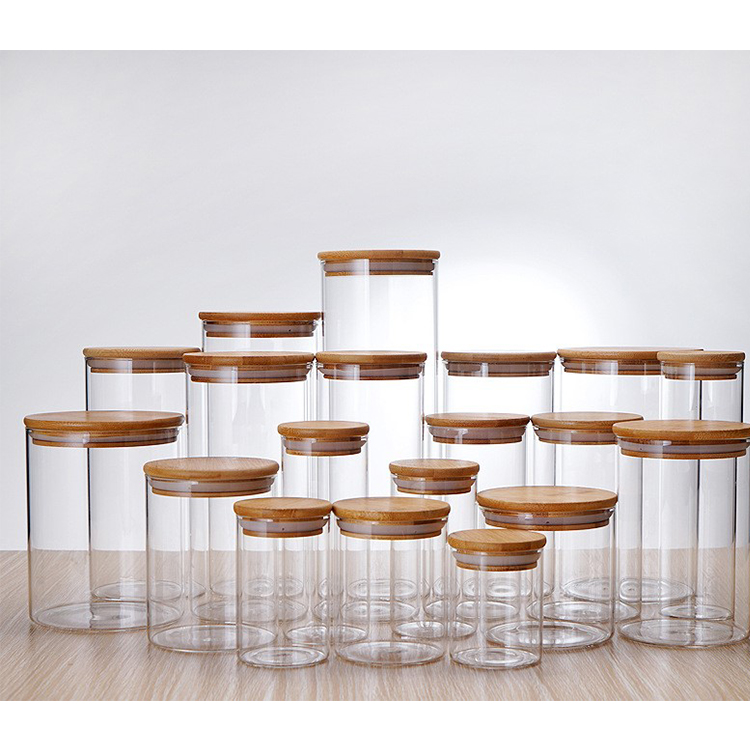 175ml kitchen tea coffee sugar glass canisters with bamboo lid