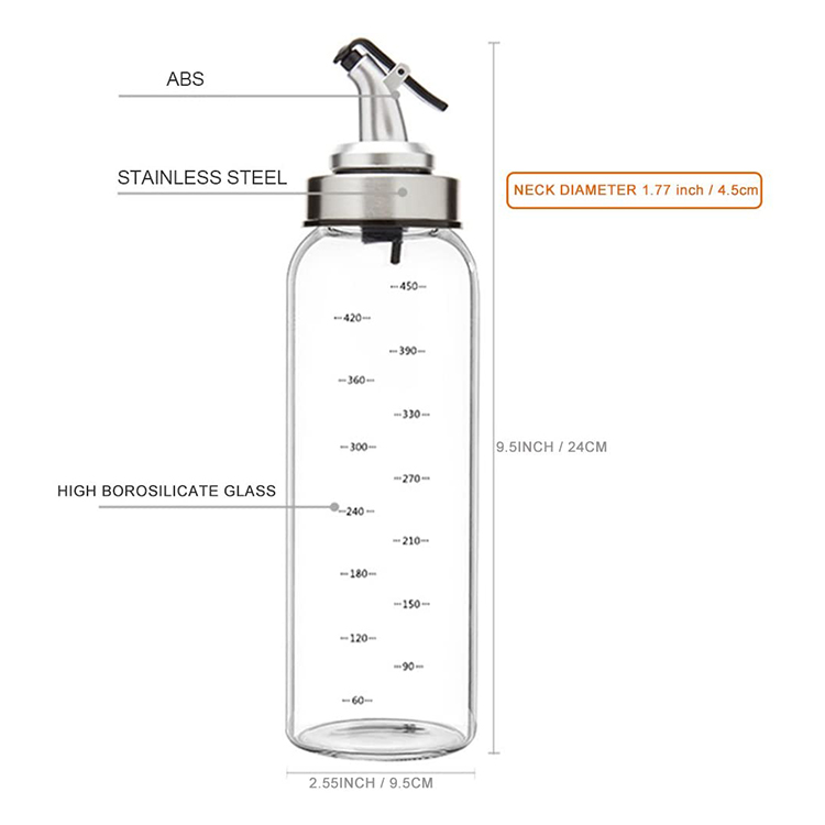 17oz 500ml Cruet Olive Oil Dispenser Bottle with Stainless Steel Pour Spout