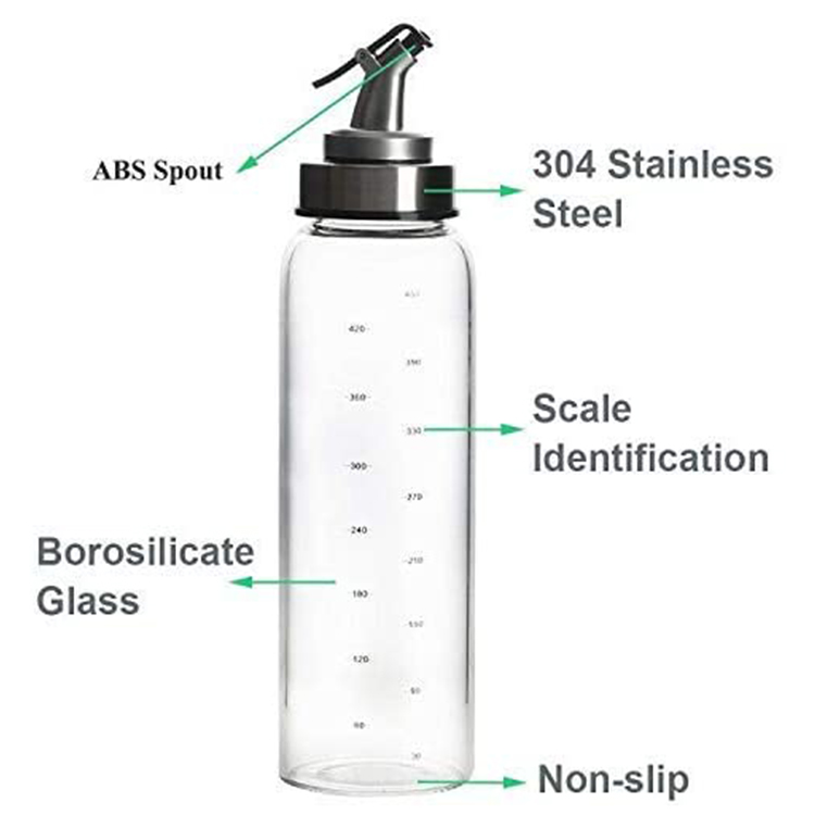 17oz 500ml Cruet Olive Oil Dispenser Bottle with Stainless Steel Pour Spout