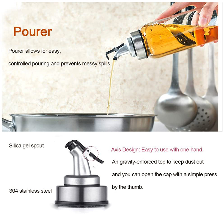 17oz 500ml Cruet Olive Oil Dispenser Bottle with Stainless Steel Pour Spout