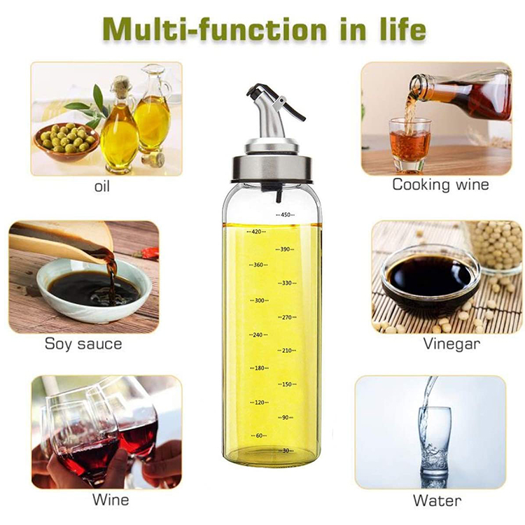 17oz 500ml Cruet Olive Oil Dispenser Bottle with Stainless Steel Pour Spout