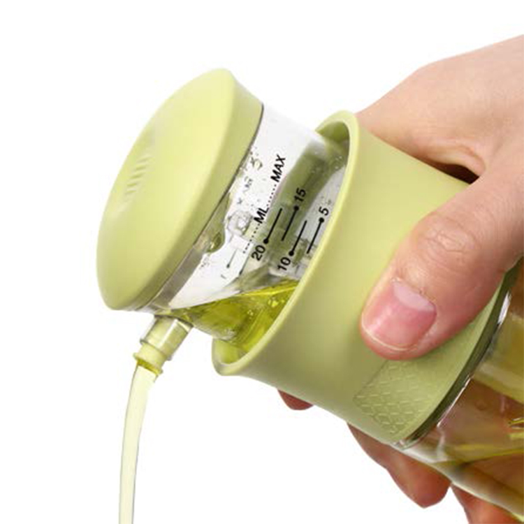 17oz New Olive Oil Measured Bottle, Perfect Glass Oil Bottle with Gravity Spout Lid