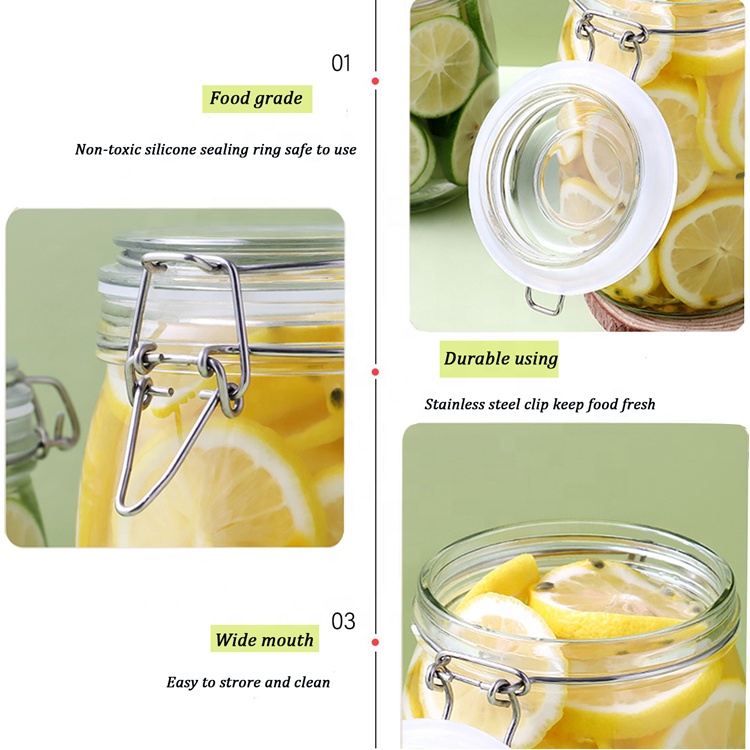 17oz wide mouth vacuum multi-purpose candy jars airtight glass storage containers with clip lid