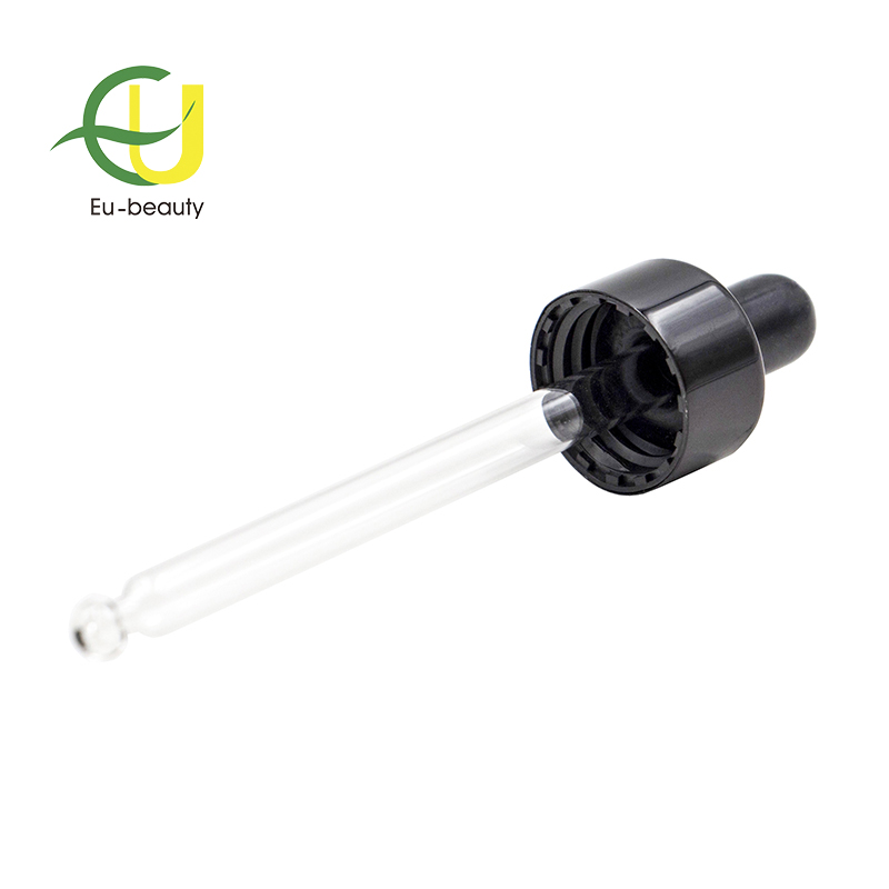 18/400 shiny black glass dropper pipette for essential oil glass bottles
