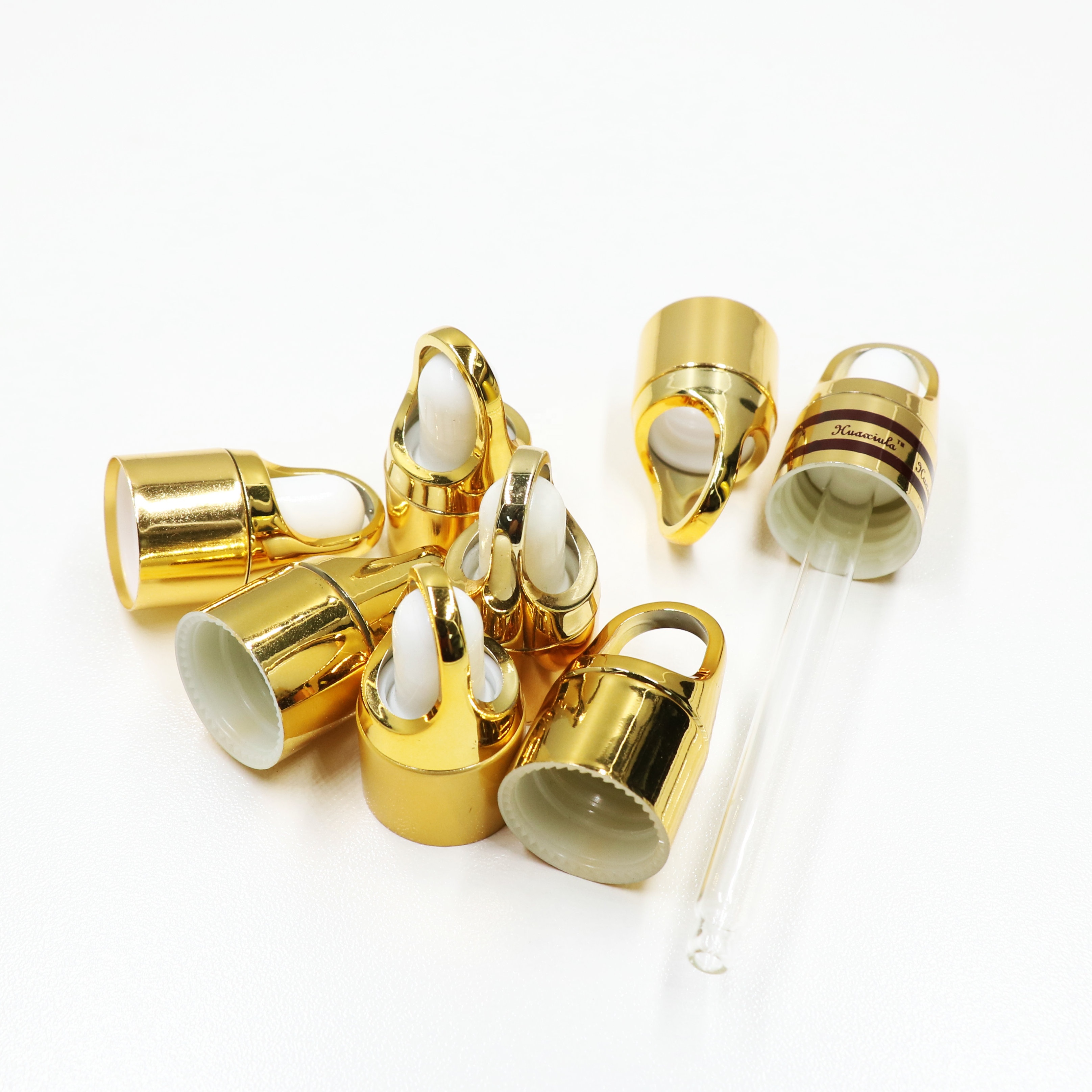 18/410 aluminum gold press dropper cap for oil bottle