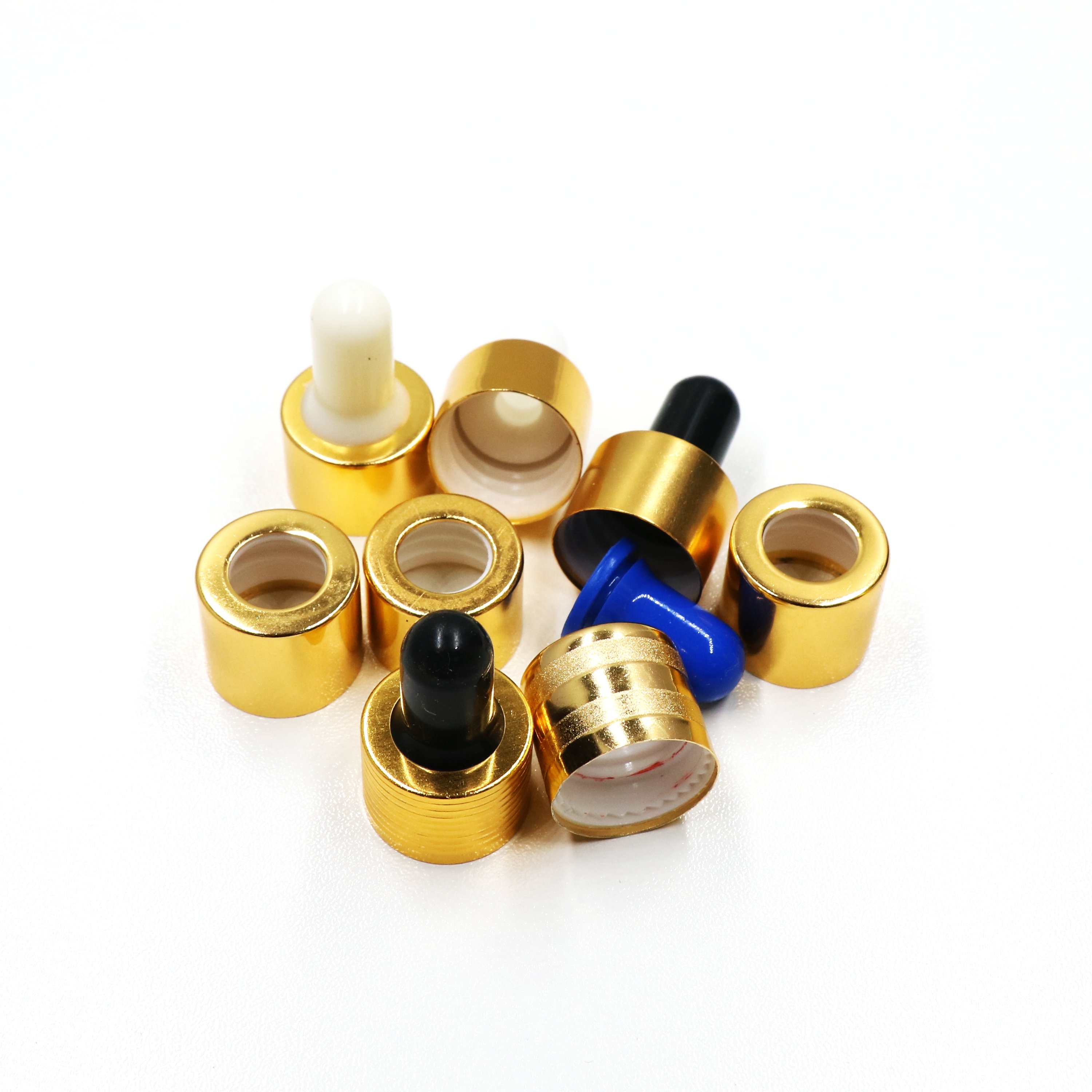 18/410 aluminum gold press dropper cap for oil bottle