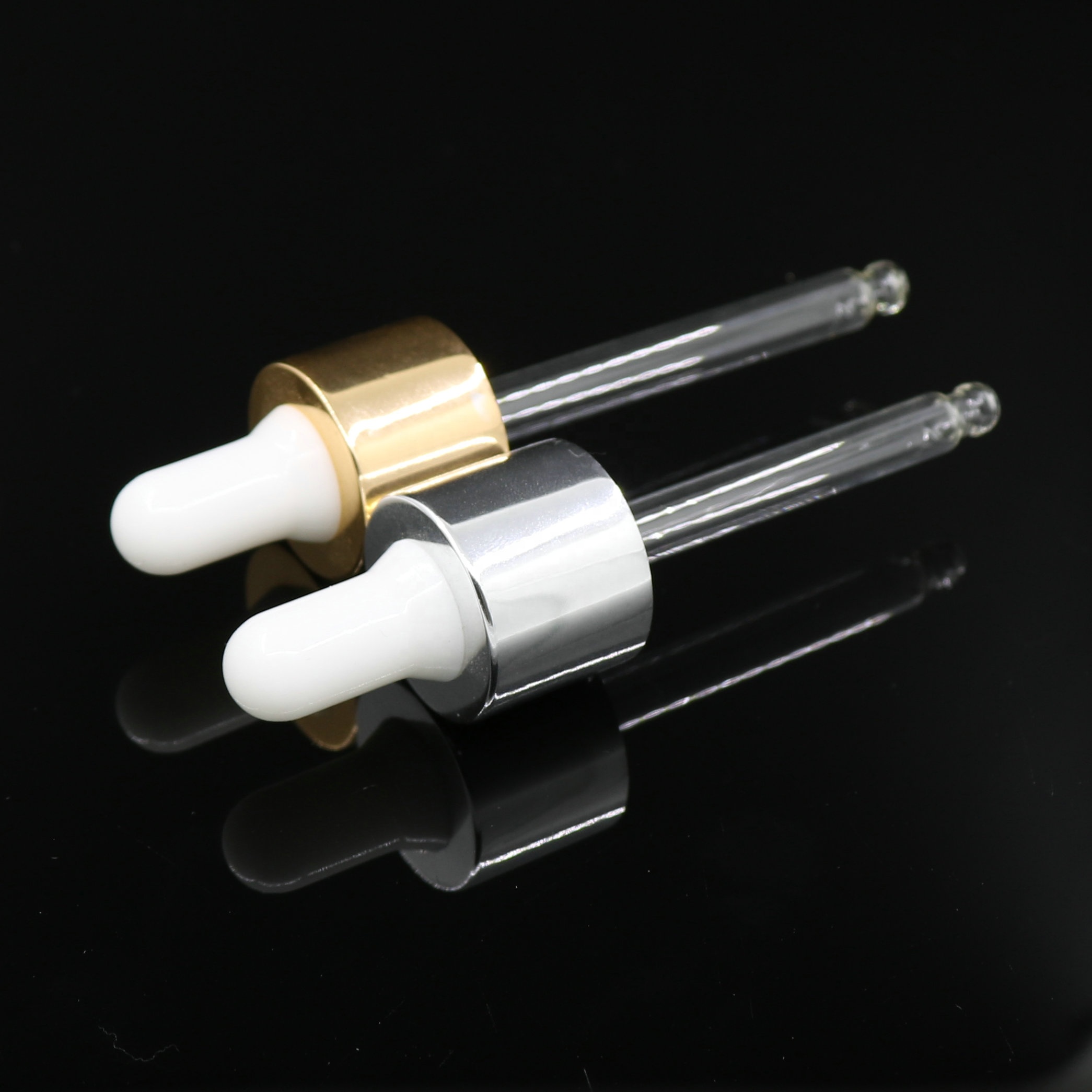 18/410 shiny gold UV basket cover essential oil liquid dropper cap graduated glass dropper