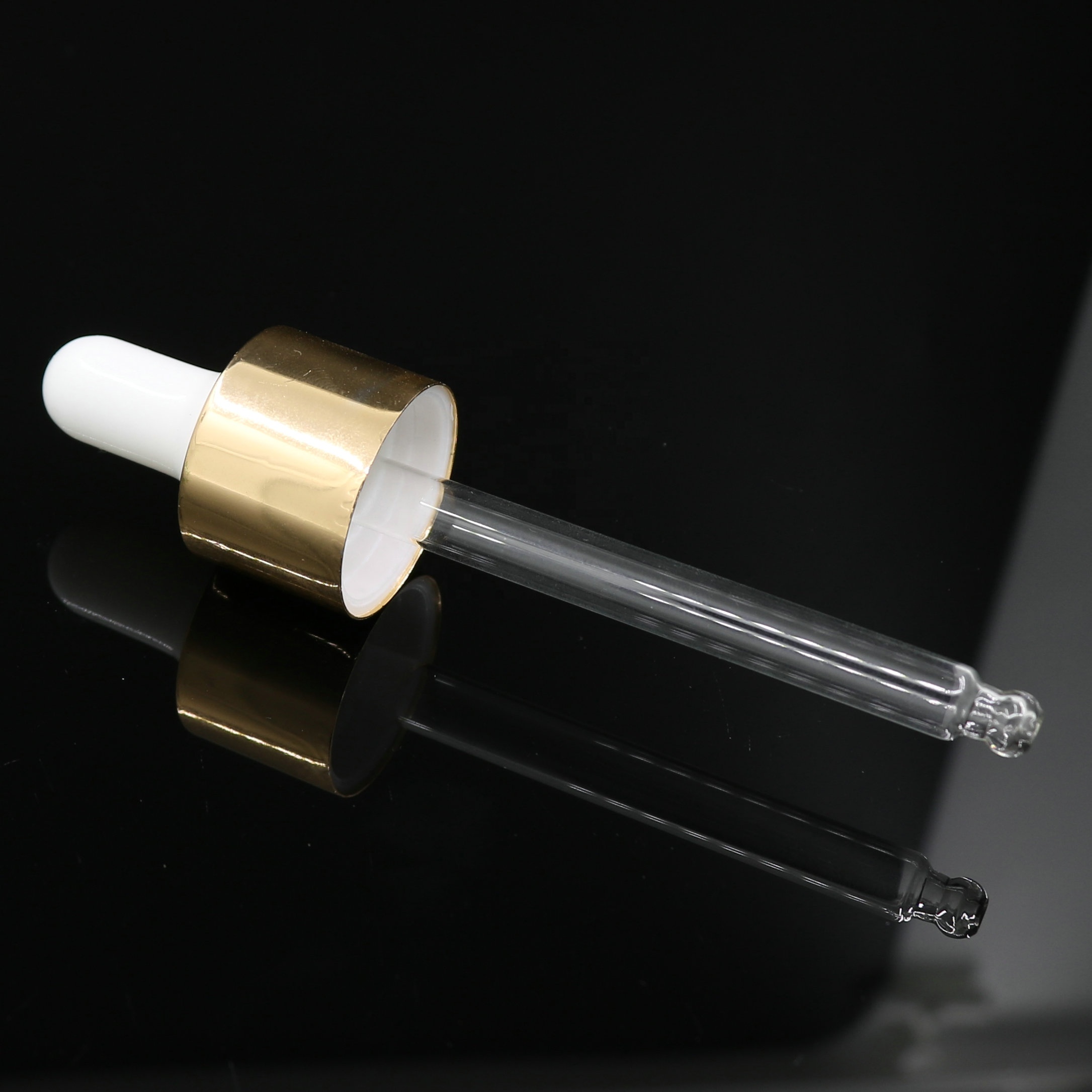 18/410 shiny gold UV basket cover essential oil liquid dropper cap graduated glass dropper
