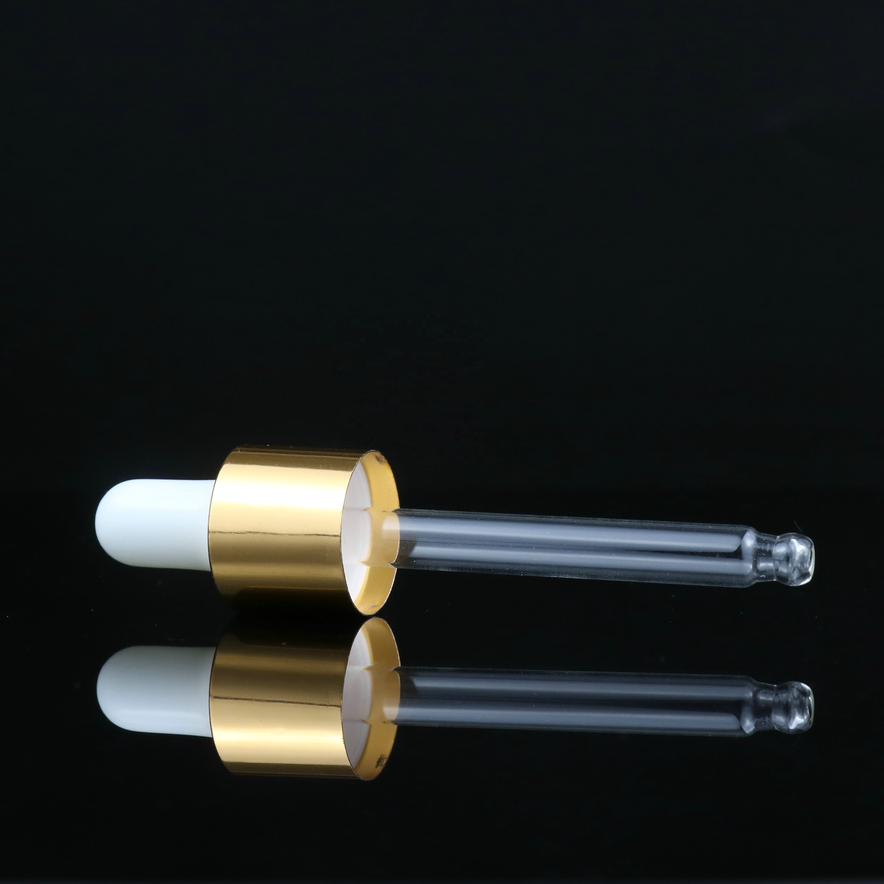 18/410 shiny gold UV basket cover essential oil liquid dropper cap graduated glass dropper