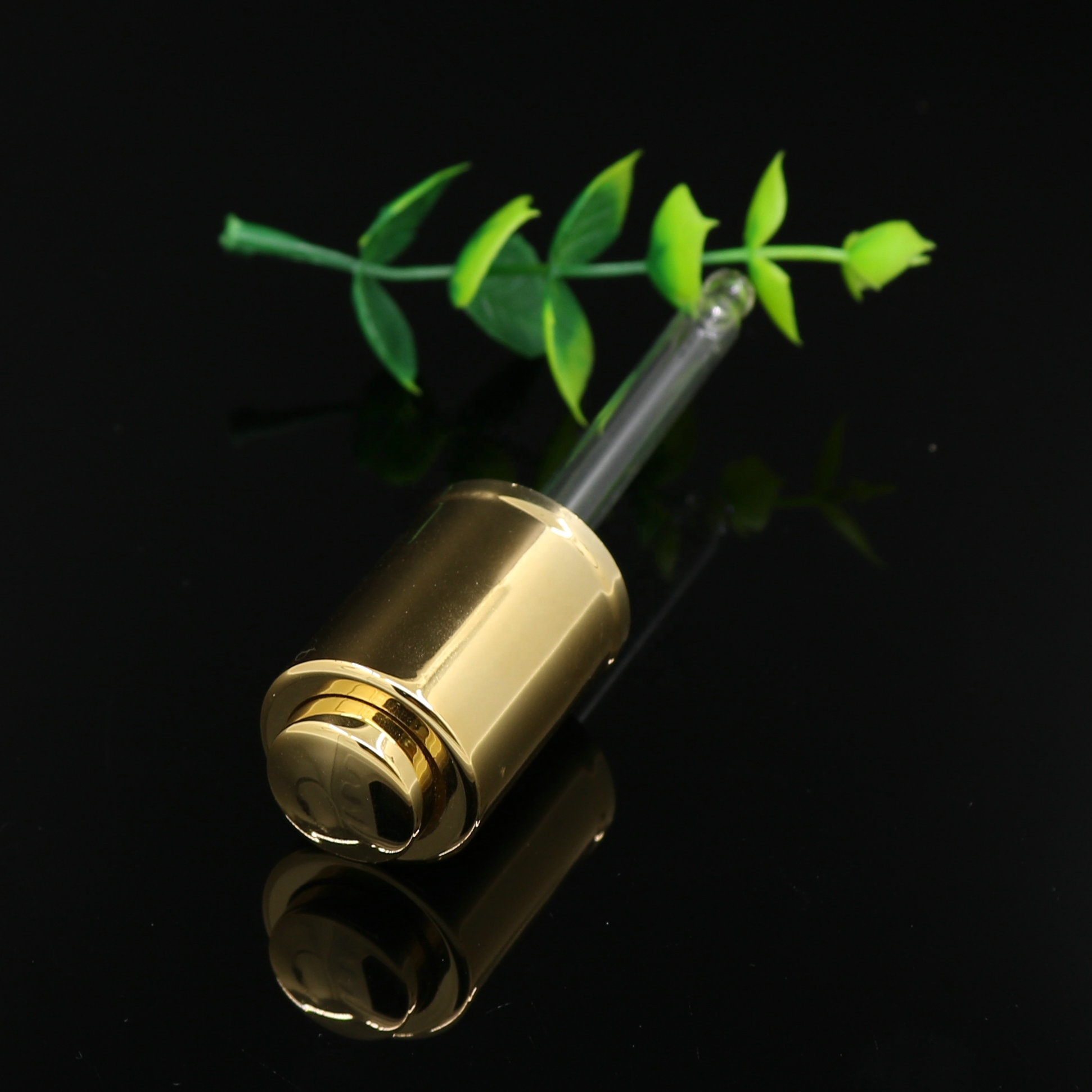 18/410 shiny gold UV basket cover essential oil liquid dropper cap graduated glass dropper