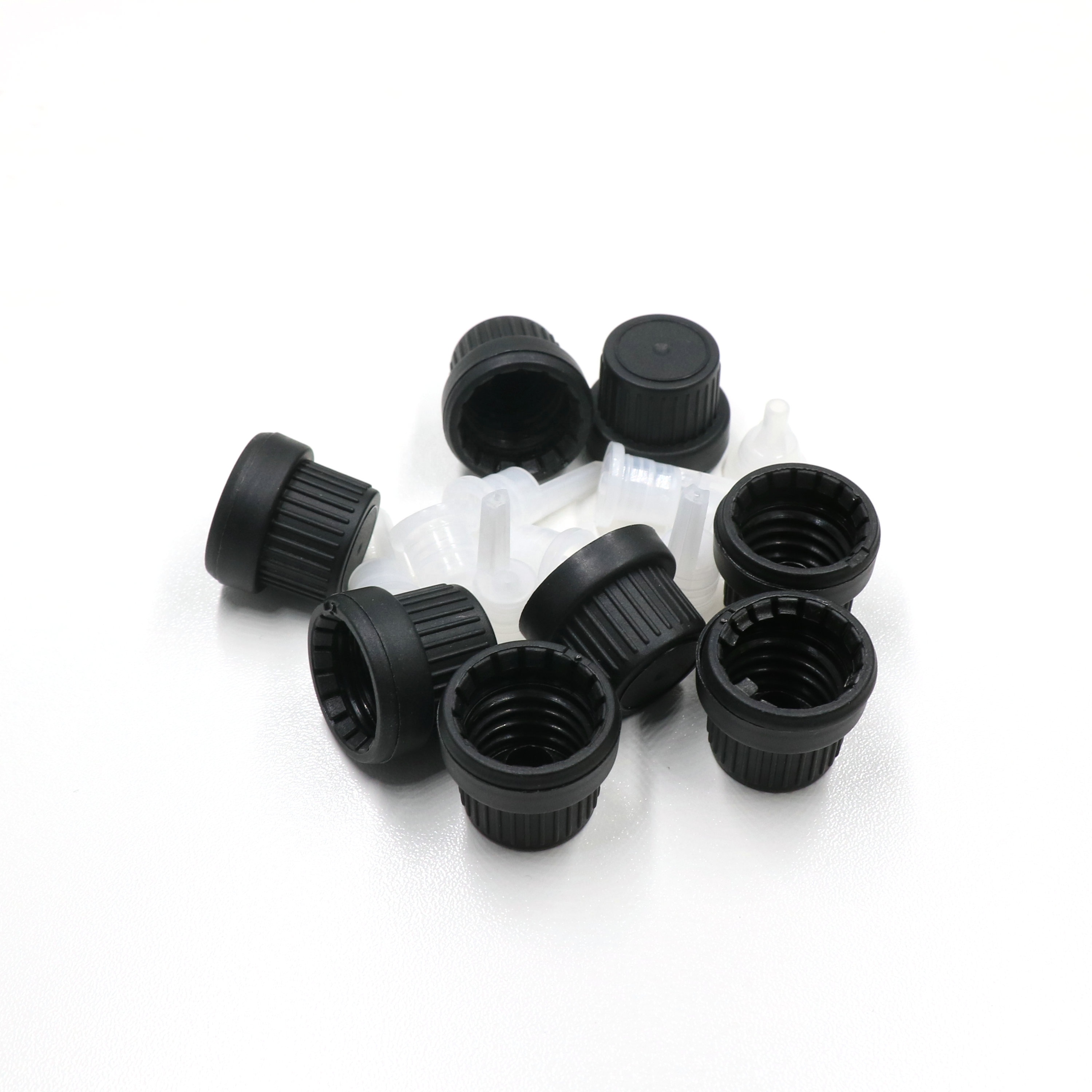18/410 white or black plastic essential oil screw caps with inner nesse