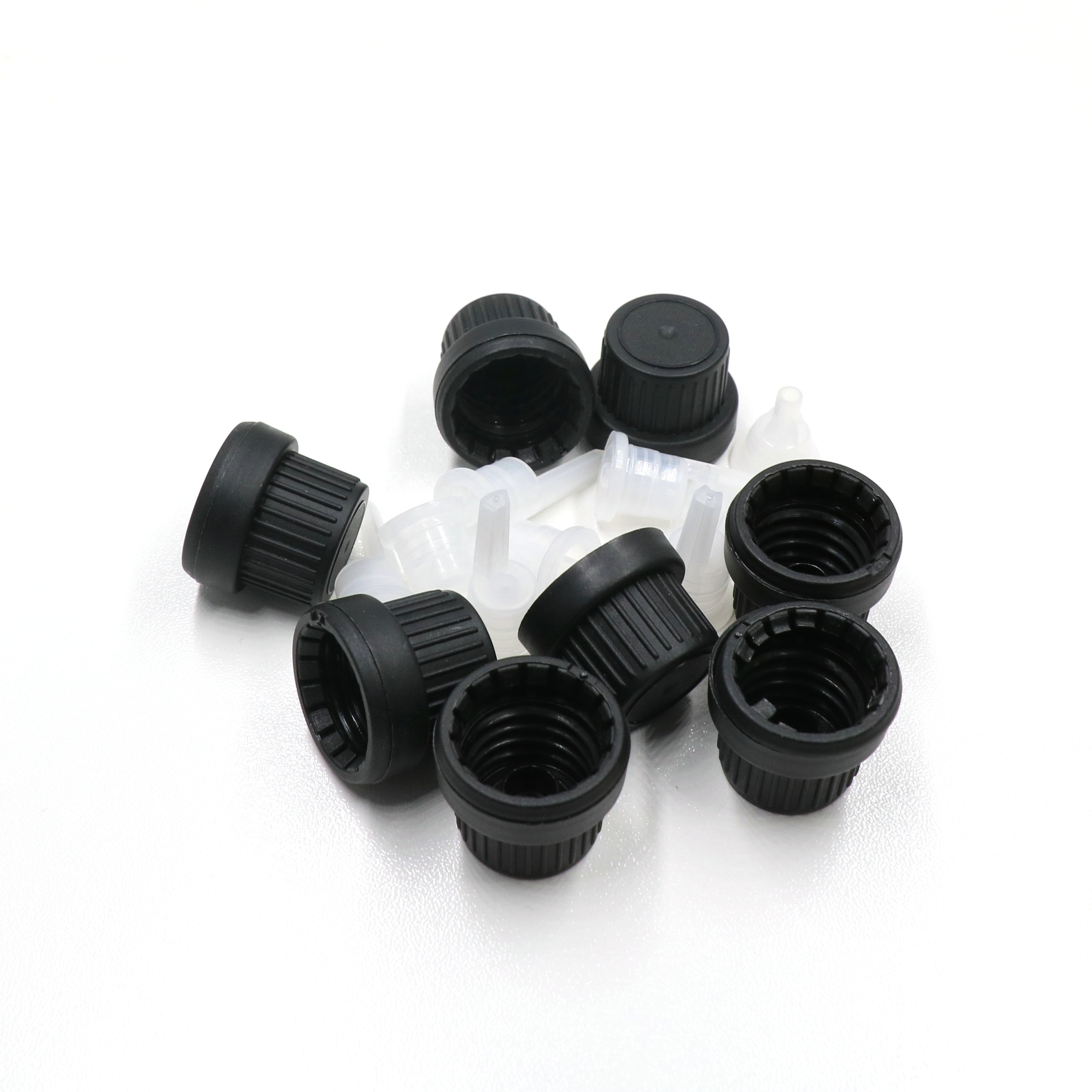 18/410 white or black plastic essential oil screw caps with inner nesse