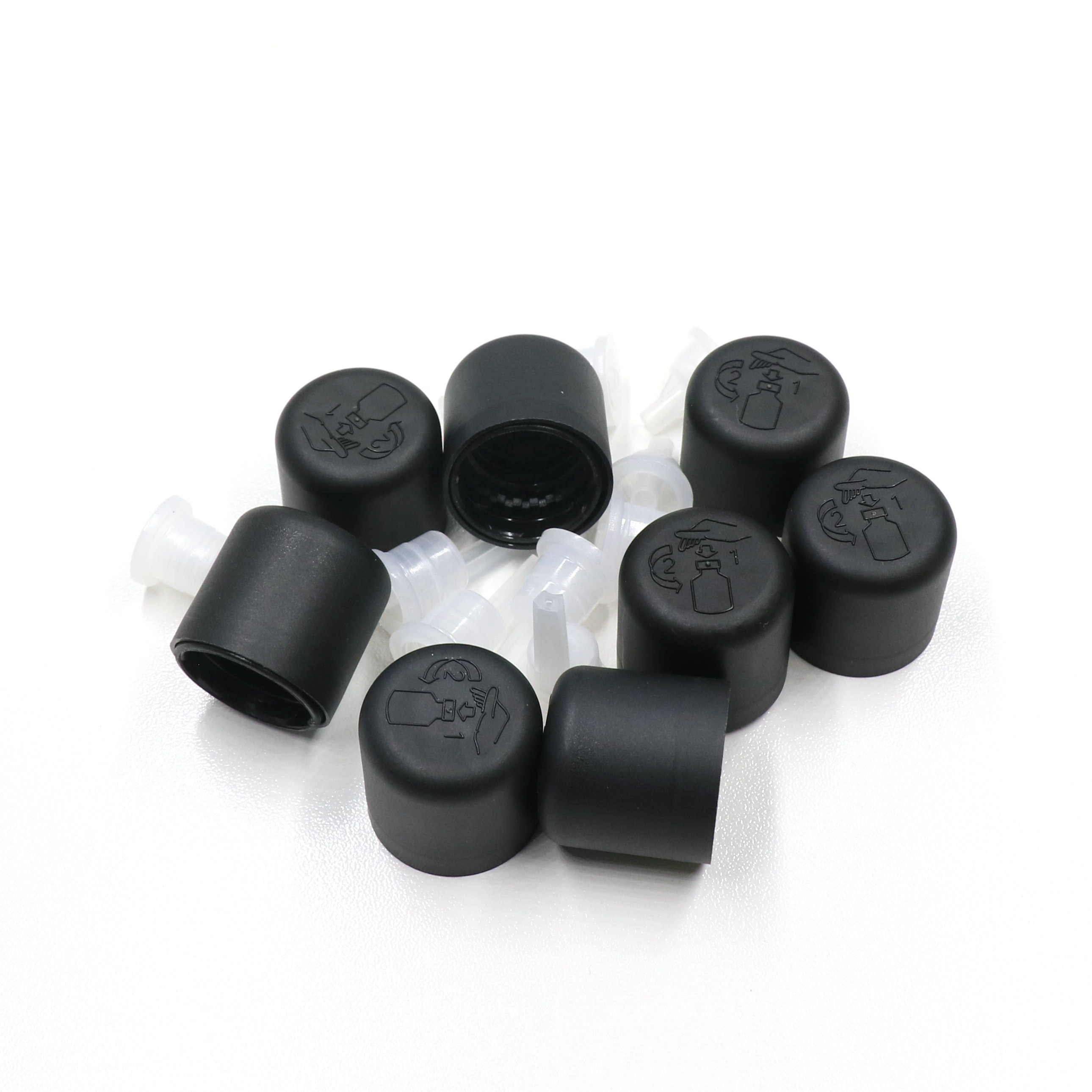 18/410 white or black plastic essential oil screw caps with inner nesse