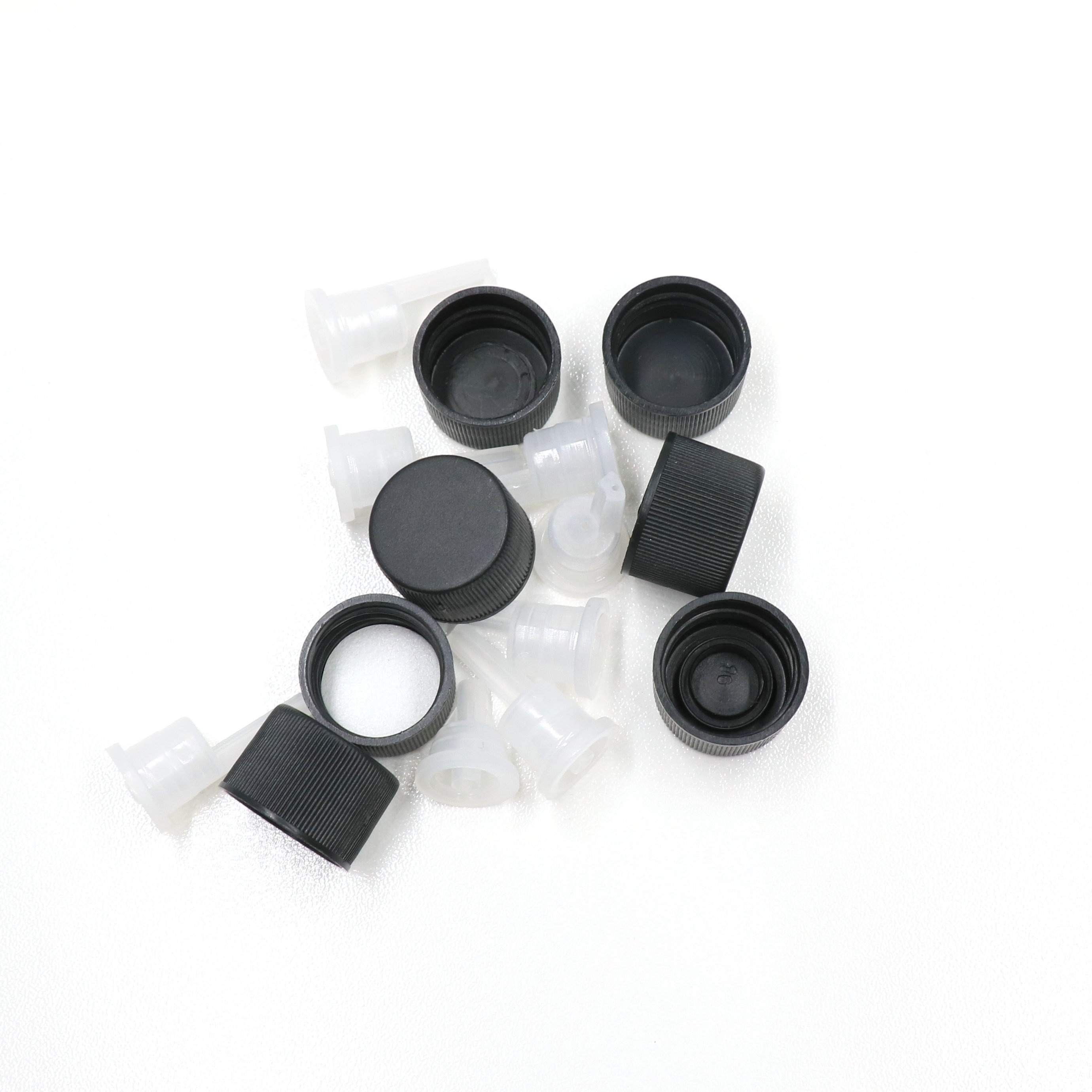18/410 white or black plastic essential oil screw caps with inner nesse