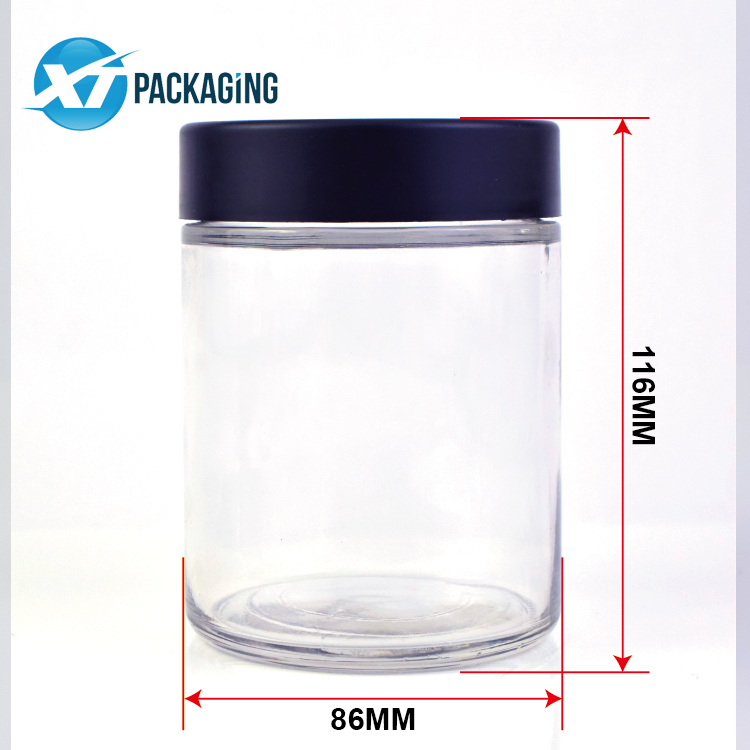 18 oz clear glass jar CR lid child proof cap hemp flower packaging customized logo 16 oz glass jars with lids