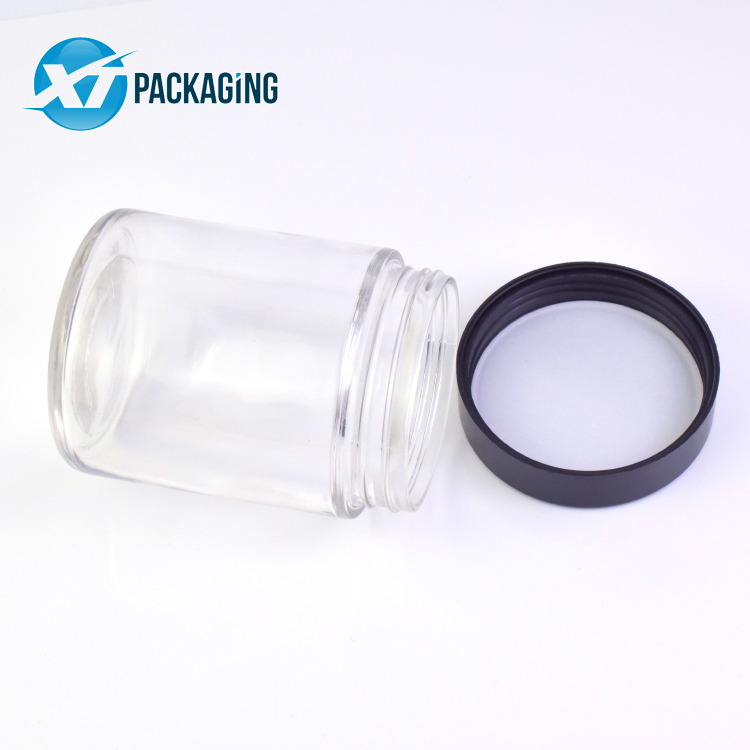 18 oz clear glass jar CR lid child proof cap hemp flower packaging customized logo 16 oz glass jars with lids