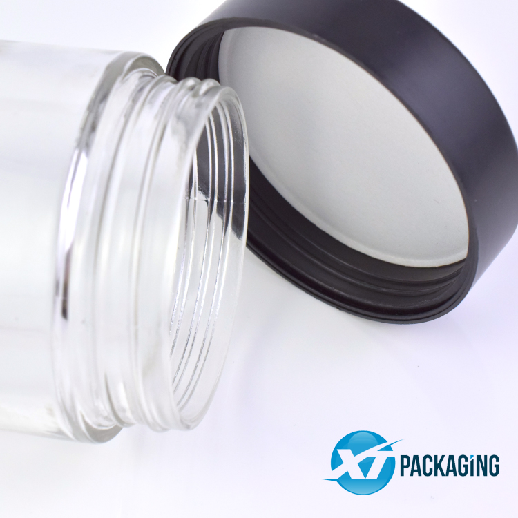 18 oz clear glass jar CR lid child proof cap hemp flower packaging customized logo 16 oz glass jars with lids