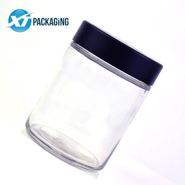 18 oz clear glass jar CR lid child proof cap hemp flower packaging customized logo