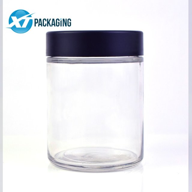 18 oz clear glass jar CR lid child proof cap hemp flower packaging customized logo