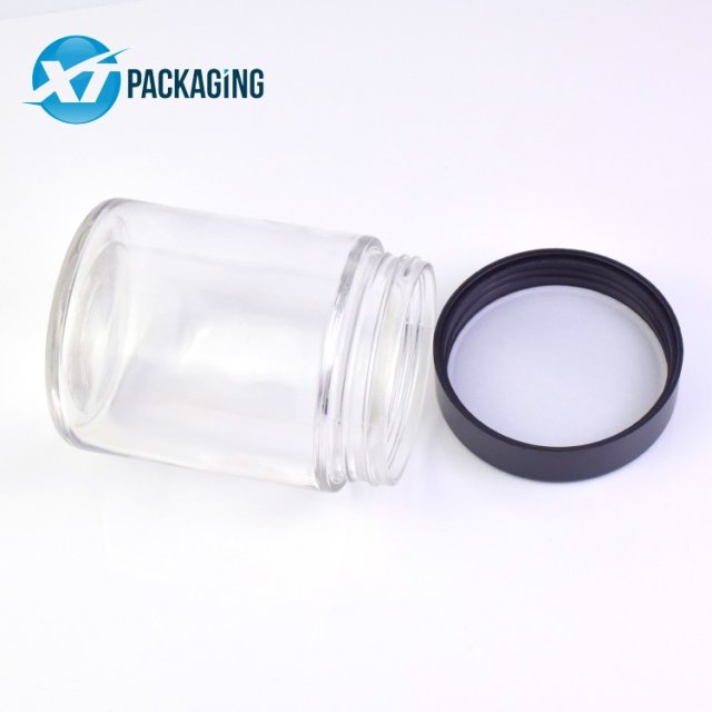 18 oz clear glass jar CR lid child proof cap hemp flower packaging customized logo