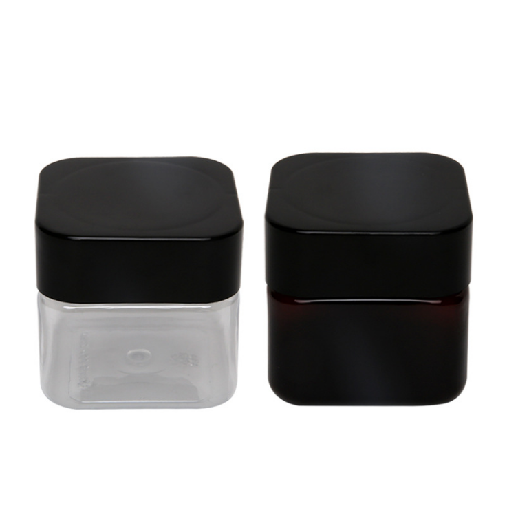 180 ML Clear Plastic PET Square Pot Jars Bottles Empty  Packing Container Storage Vials Cans Dispenser with Black Screw lid
