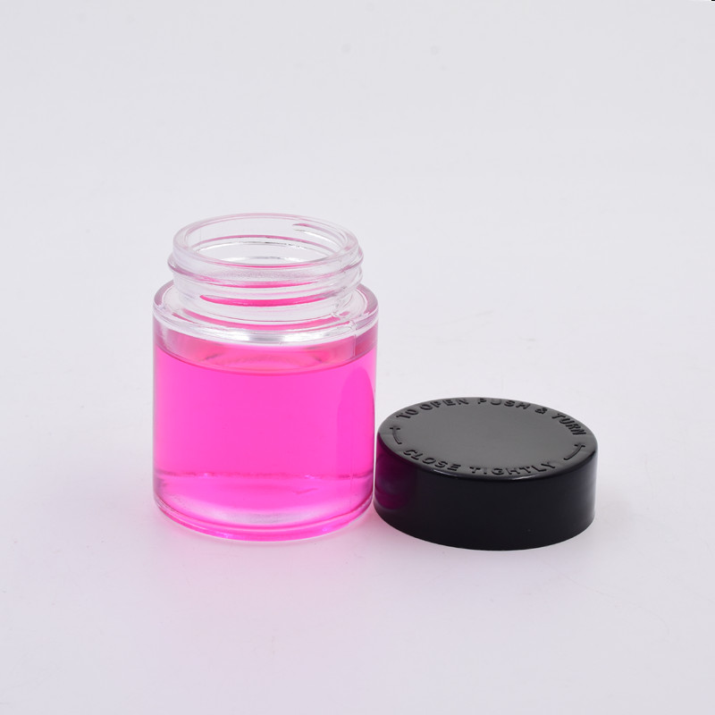 180 ml clear round glass straight side food storage snacks scented tea jar with plastic child proof lid.