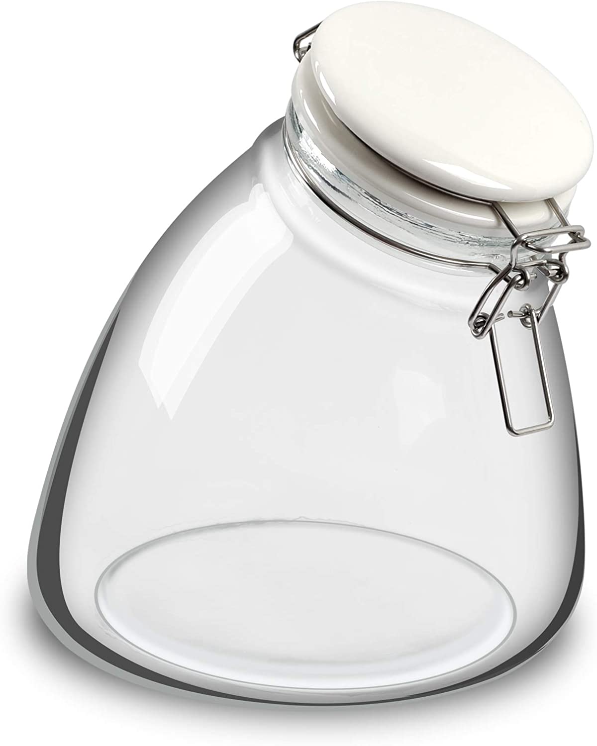 1800ml factory supply classical biscuit sealed glass storage tank with clamp top glass lid