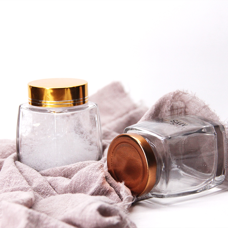 180Ml 380Ml Square Glass Honey Jar With Screw Metal Lid Glass Bottle Container