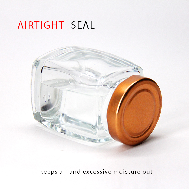 180Ml 380Ml Square Glass Honey Jar With Screw Metal Lid Glass Bottle Container