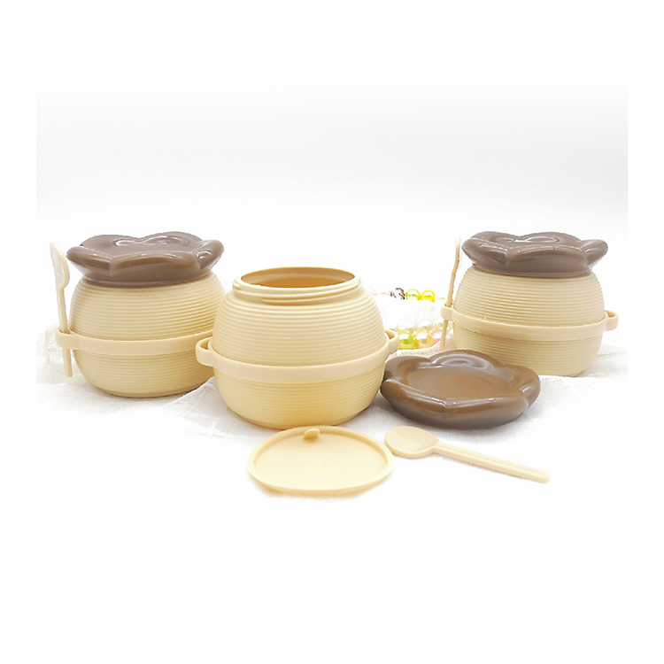 180g cosmetic coffee plastic pack cream jar with spoon