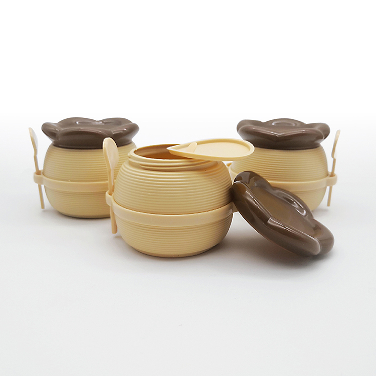180g cosmetic coffee plastic pack cream jar with spoon