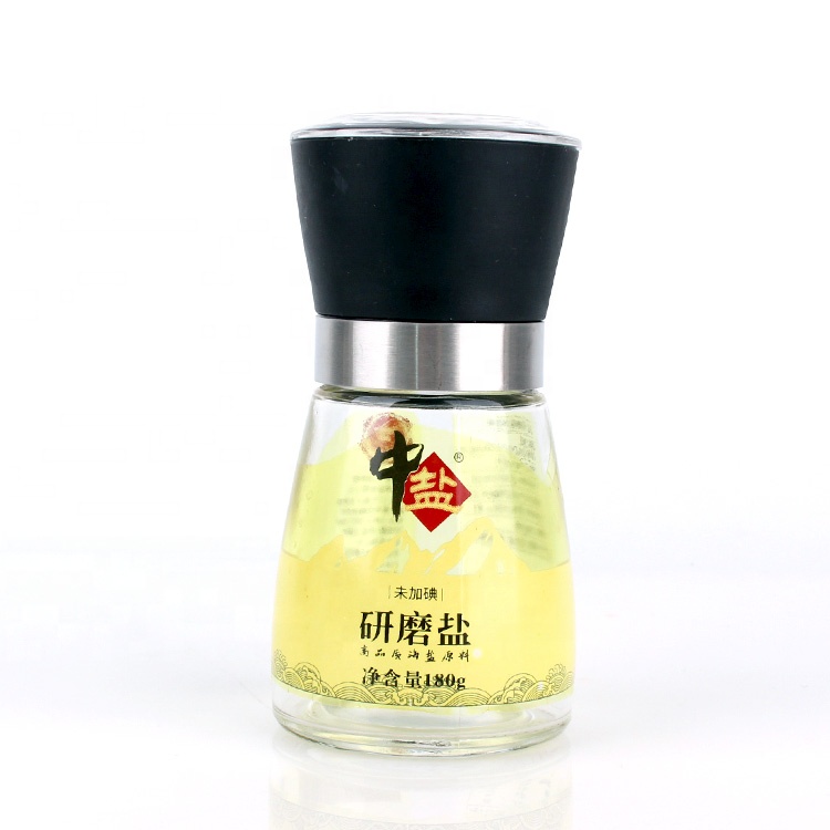 180g glass salt pepper bottle with stainless steel grinder glass grinder bottle