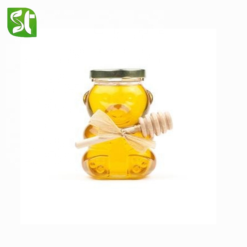 180ml 150 ml wide mouth bear shaped baby food glass honey candy stash jar  with black aluminum lid