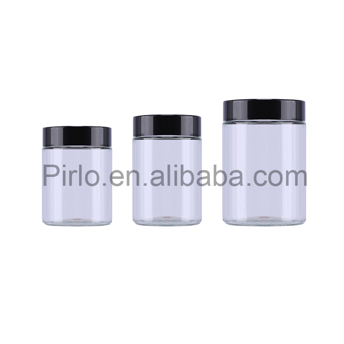 180ml 240ml 360ml transparent glass with screw lid food grade thick wall glass jar