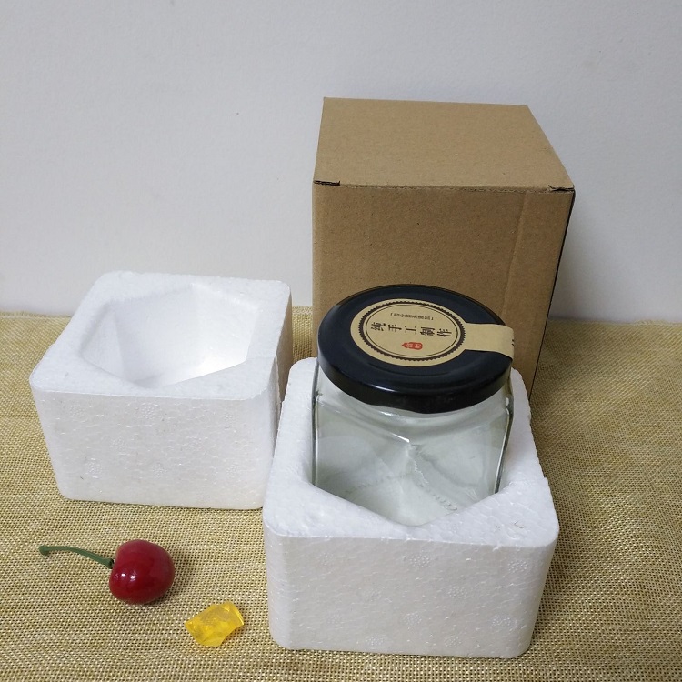 180ml 280ML 380ML 500ML Hexagon Glass Bottle Honey Jam Glass Jar Food Bottle With Foam Box