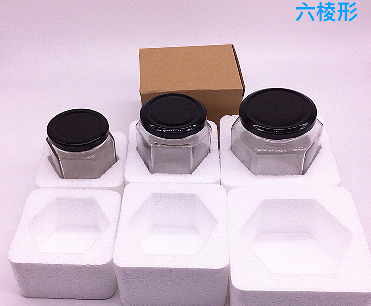 180ml 280ML 380ML 500ML Hexagon Glass Bottle Honey Jam Glass Jar Food Bottle With Foam Box