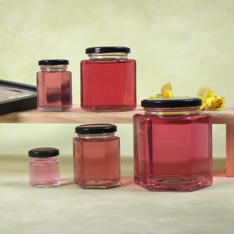 180ml  280ML 380ML 500ML Hexagon Glass Bottle Honey Jam  Glass Jar Food Bottle