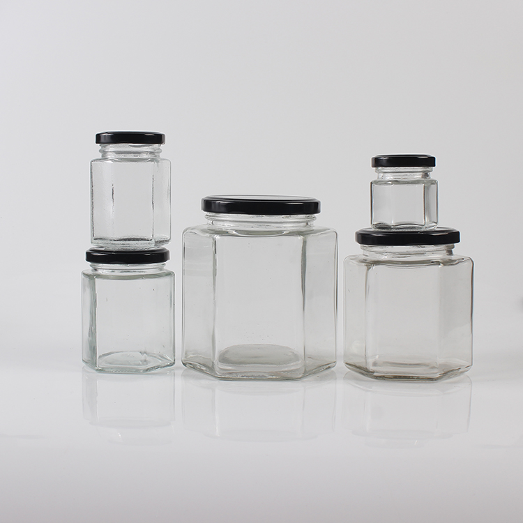 180ml 280ML 380ML 500ML Hexagon Glass Bottle Honey Jam Glass Jar Food Bottle