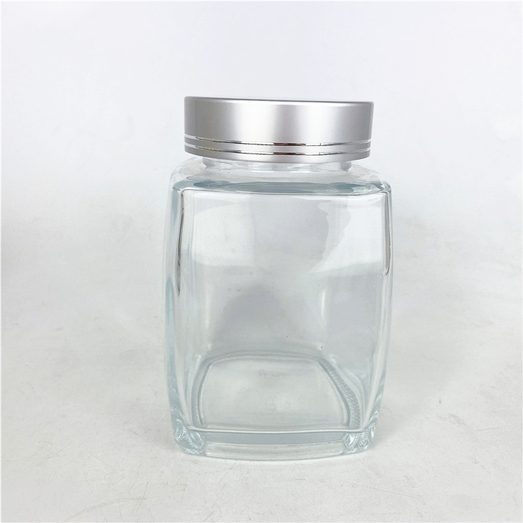 180ml 280ml 380ml 730ml empty square glass jar with gold silver screw cap