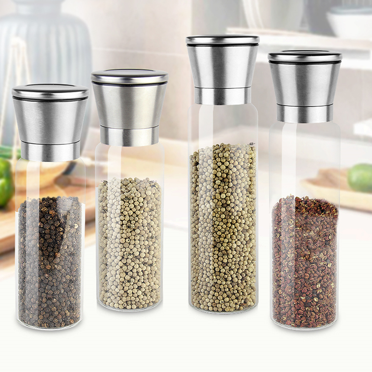 180ml 300ml 500ml Hand grinder domestic grinding bottle glass seasoning bottle for pepper powder black pepper sesame