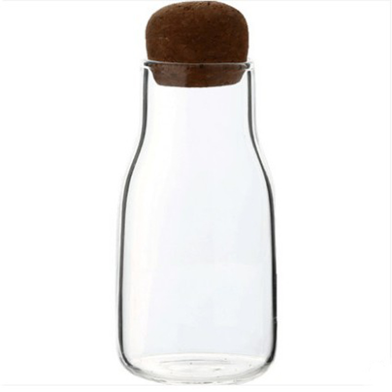 180ml 330 ml shaped empty glass food storage container jars with cork lid