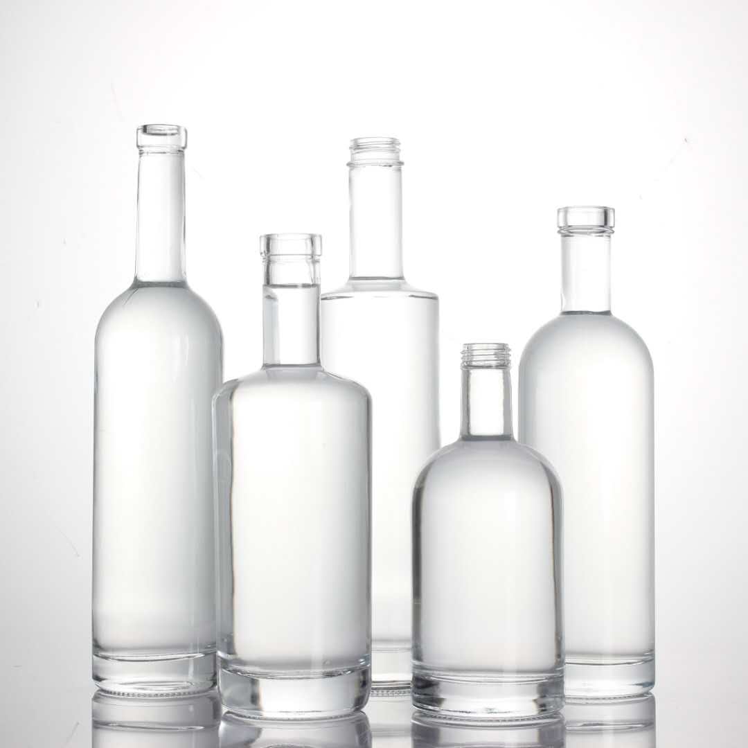 180ml 375ml 500ml 700ml 750ml standard transparent extra flint liquor spirits gin vodka glass bottle with cork stopper