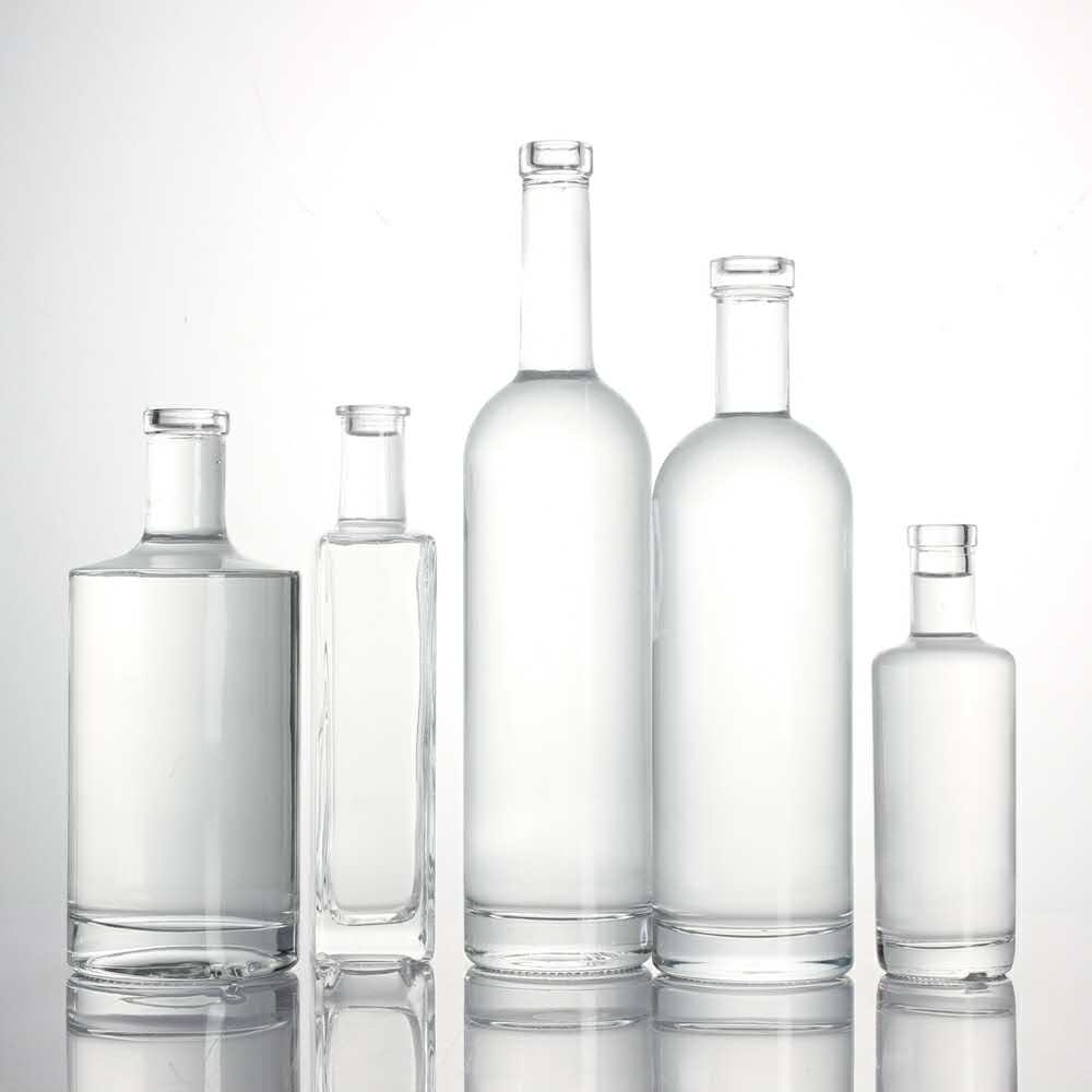 180ml 375ml 500ml 700ml 750ml standard transparent extra flint liquor spirits gin vodka glass bottle with cork stopper