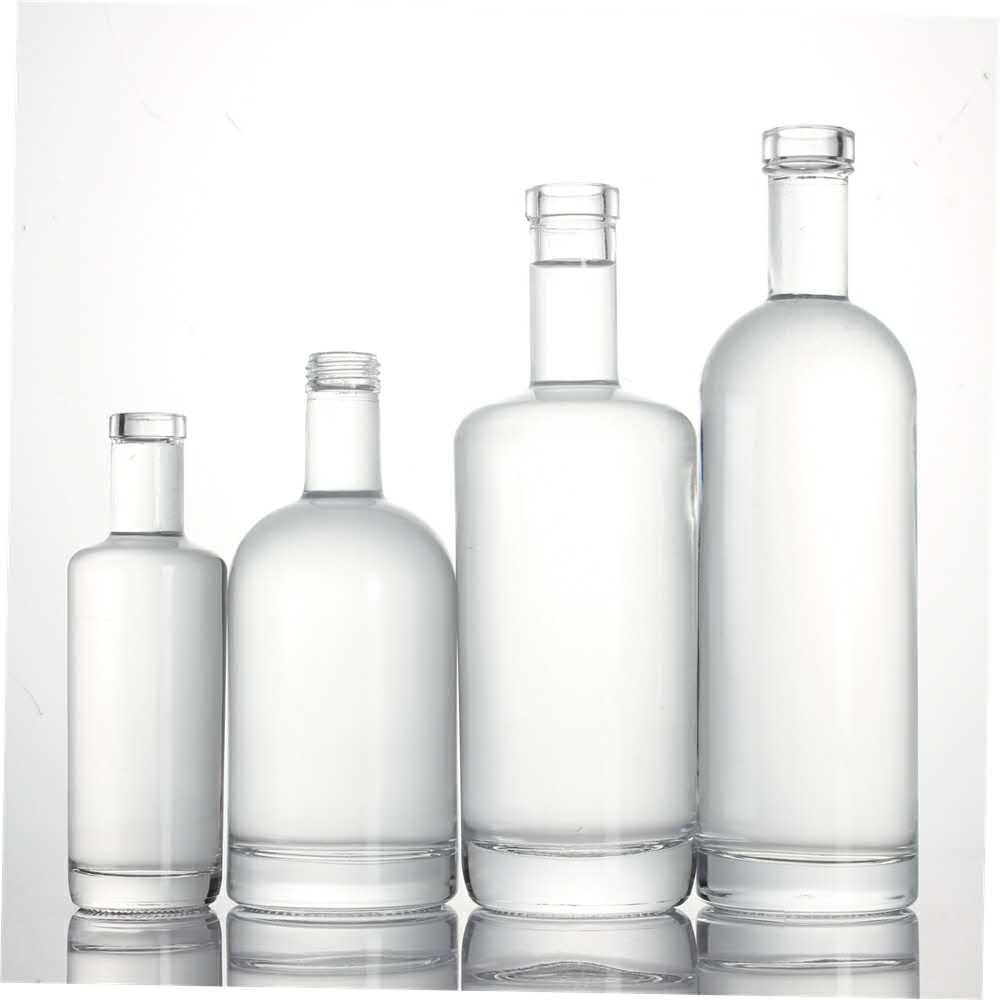 180ml 375ml 500ml 700ml 750ml standard transparent extra flint liquor spirits gin vodka glass bottle with cork stopper